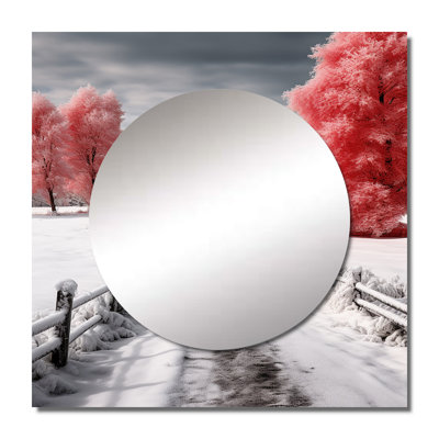 Chootu - grand miroir mural carré rouge et blanc Winters Barn