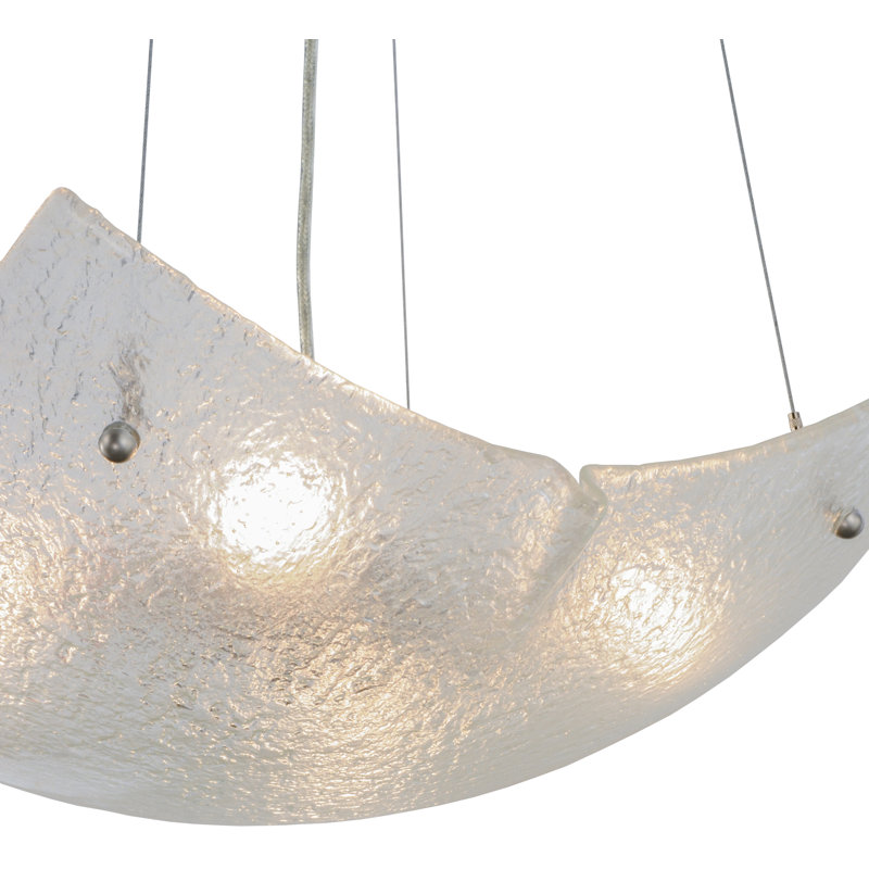 Lustre carré/rectangulaire à 4 lumières ombrées, Transparent