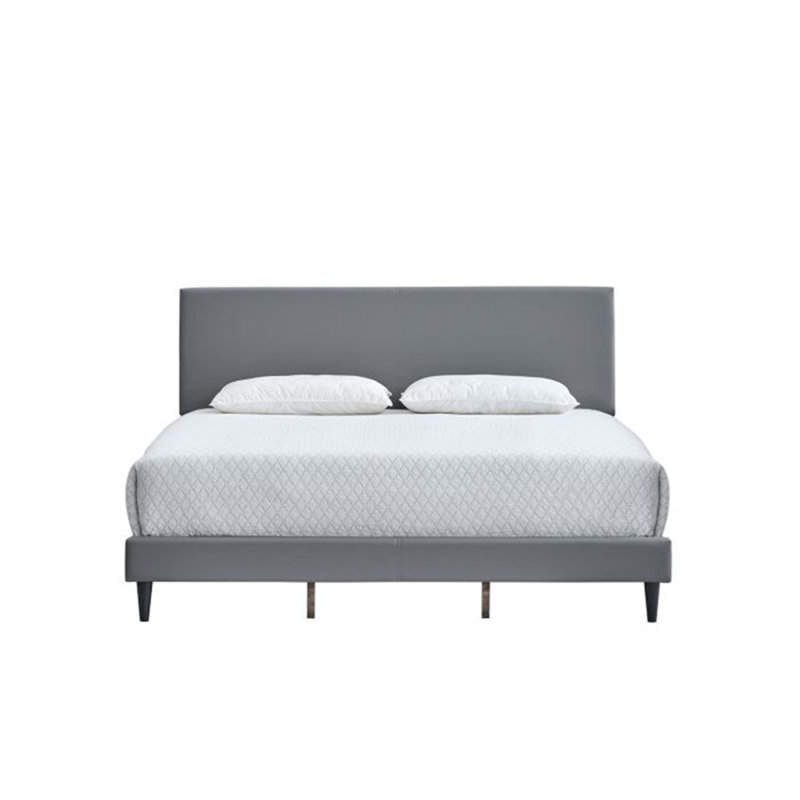Base de lit plateforme moderne, Gris clair, Double