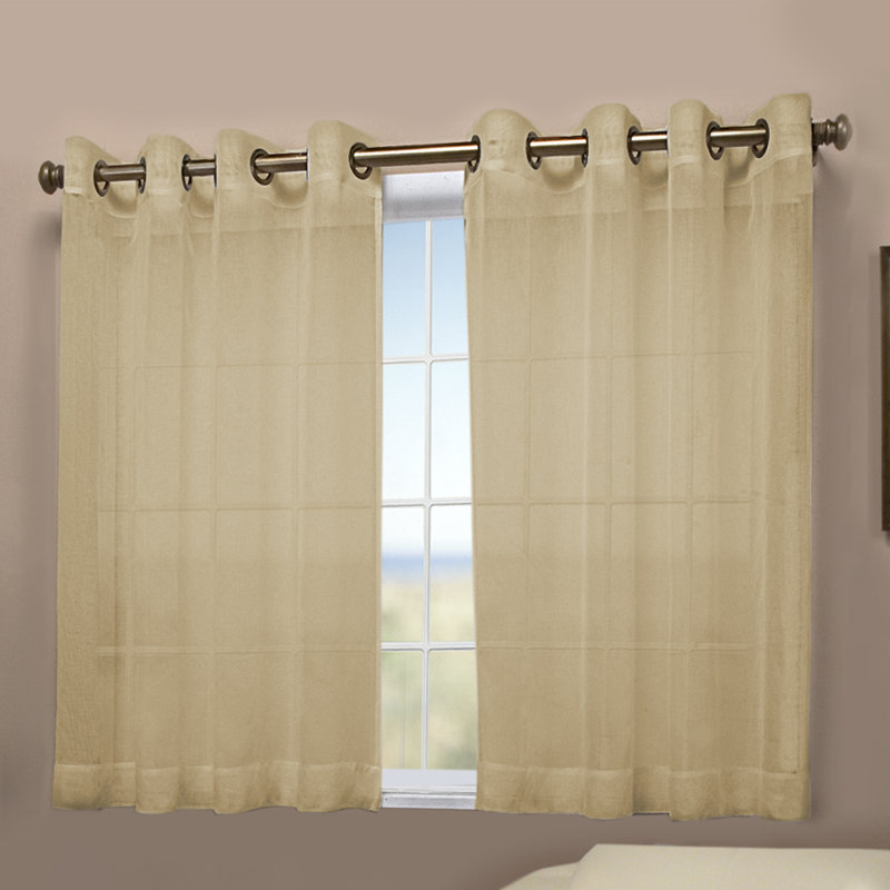 Stepanie Semi Sheer Curtain Single Panel, Taupe, 52" W x 54" L