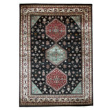 Hand Knotted Area Rug in Black And Cream