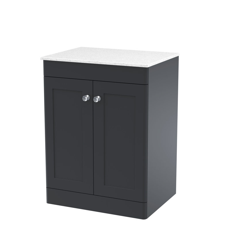 Classique Bathroom Vanity, Soft Black, 61cm W, Natural Marble