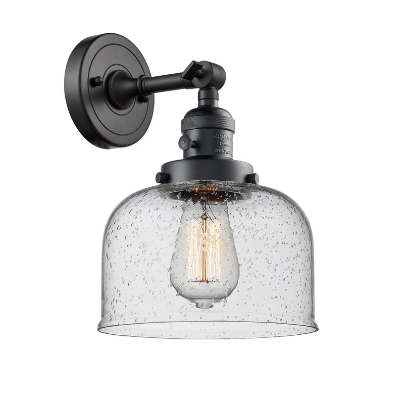 Applique murale 1 lumière 5 po Bell, Ampoule incandescente rétro 60 watts, Grainé, Noir mat
