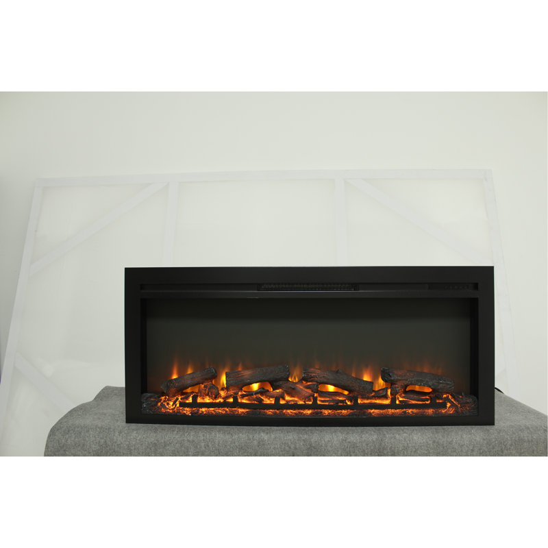 44 Inch Wall Recessed Electric Fireplace With Remote And Imitation Flame, LED Light Heater