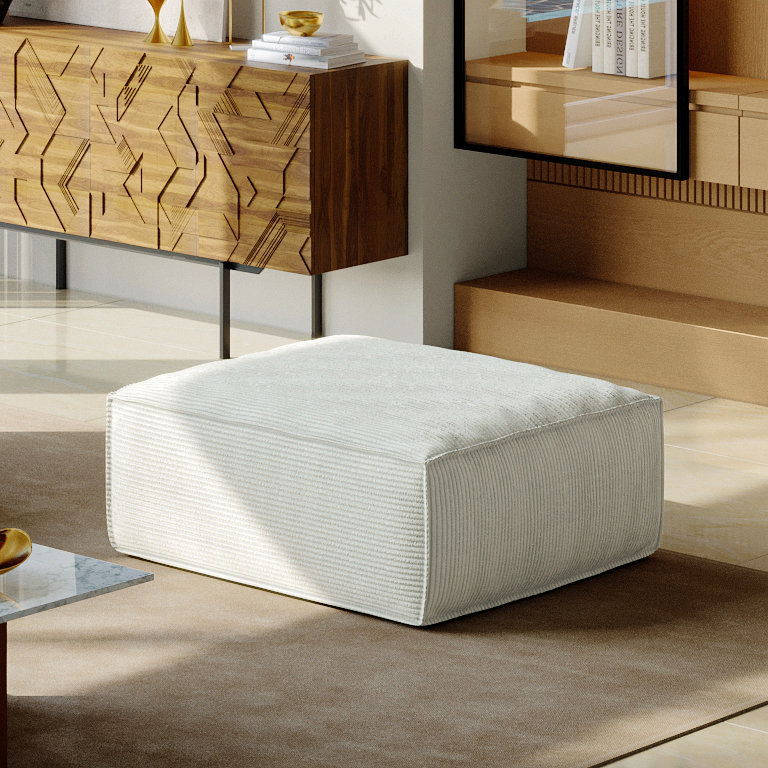 Canapé modulaire avec repose-pieds, crème