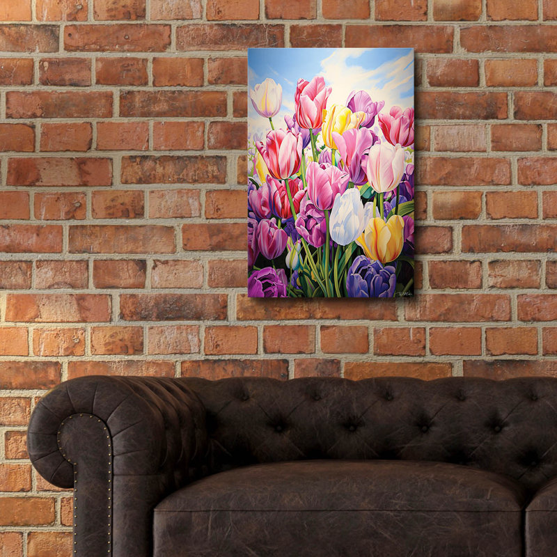 «Tulips In Spring» par Momart, art mural en verre acrylique, H 24 po x l 16 po x P 0,2 po