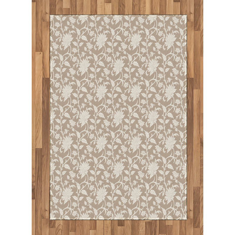 Tapis décoratif floral à haute densité en fibres de polyester, Rectangle— 4 pi x 5 pi 8 po