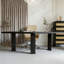 Bureau en bois massif noir courbé-1900087417