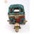 Brass Auto-Rickshaw Figurine with Turquoise & Coral Inlay Work, 4.5 in. Tabletop Indian Cultural Decor for Living Room & Office
