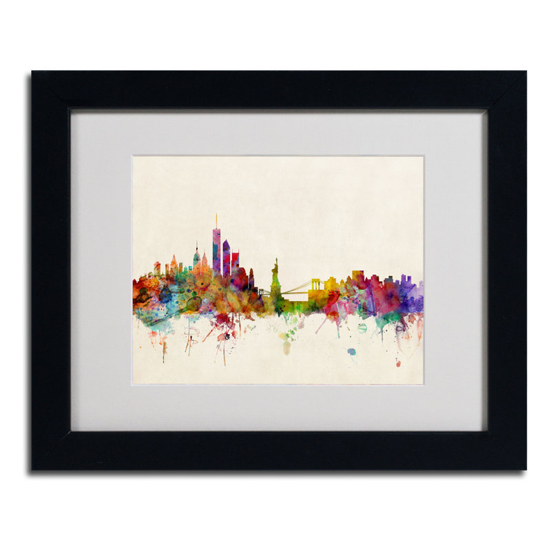 « new york, new york » par michael tompsett, reproduction d’art encadrée, H 11 po x l 14 po x P 0,5 po