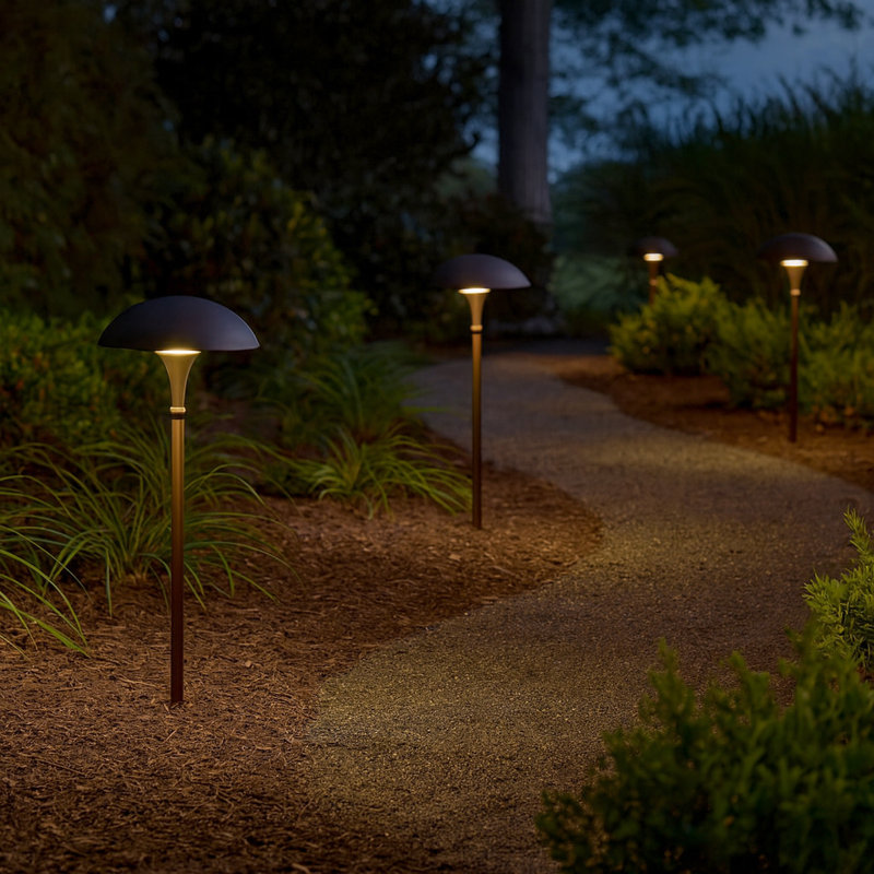 Mushroom Incandescent Hardwire Pathway Light, Bronze