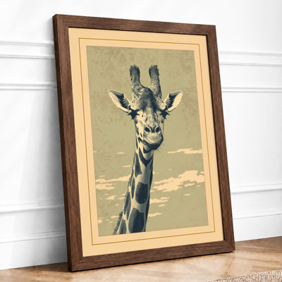 Giraffe's Gaze Vintage - Framed Print