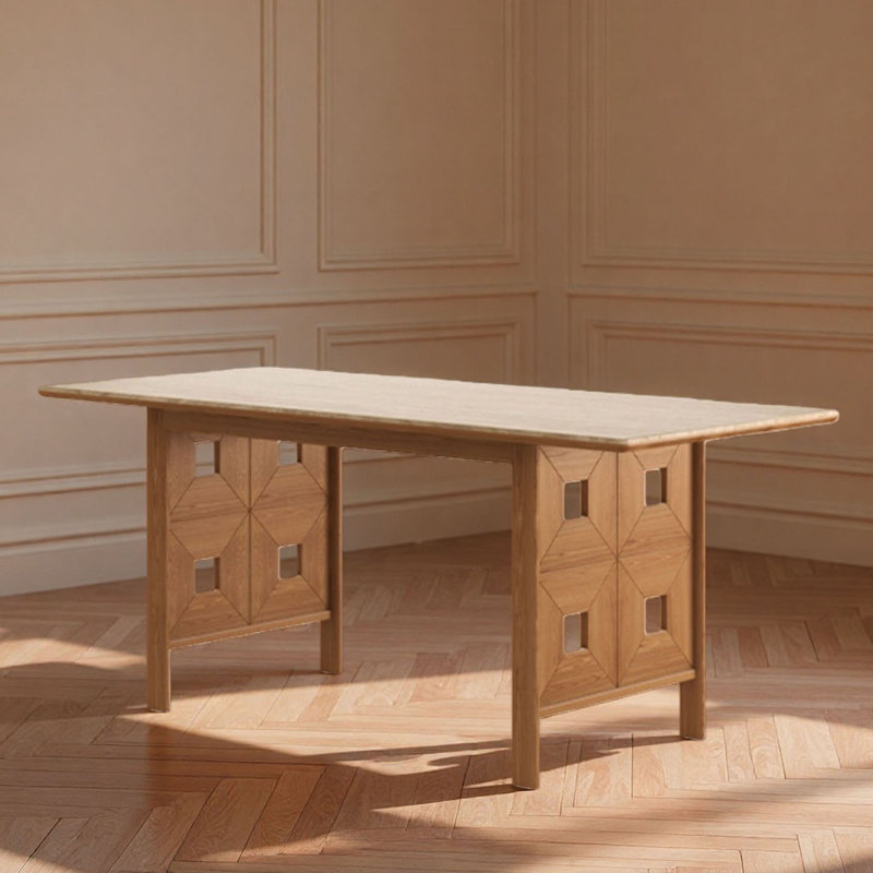 Table de salle à manger rectangulaire en bois massif Rock-Board, 29.5"H x 70.9"L x 31.5"W