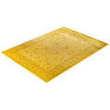 Overdyed Hand-Knotted Wool Modern-Contemporary Yellow Area Rug 9' 1" x 12' 3"