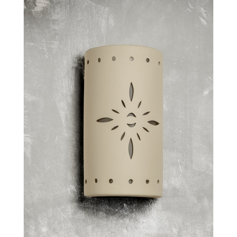 Ninamarie Ceramic Outdoor Wall Light, LED Bulb Included, 17" H x 9.25" W x 5.25" D, Cottonwood
