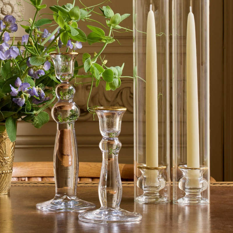 Sancia Crystal Tabletop Candlestick, 7.1" H x 4.1" W x 4.1" D