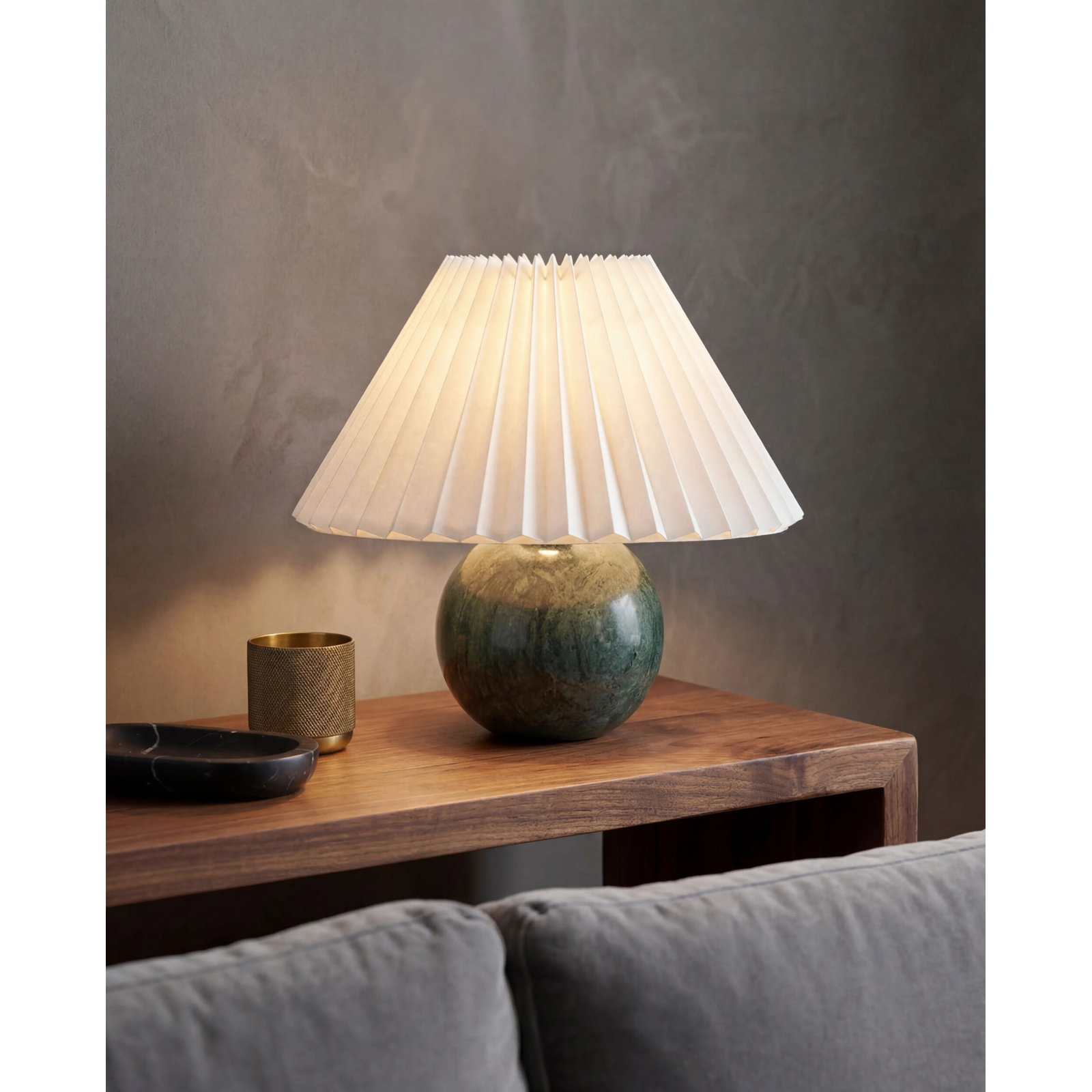 Chemise Marble 10" Mini Table Lamp, Pleated