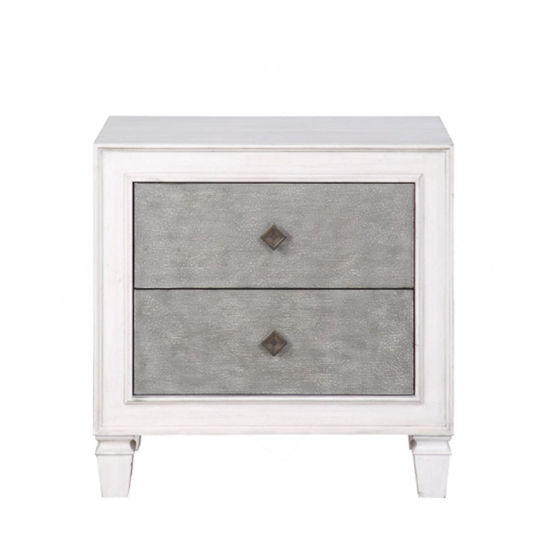 Katia Rustic Gray & Weathered White Finish Night Stand