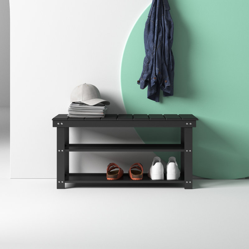 Banc de rangement pour chaussures Carrold, Noir