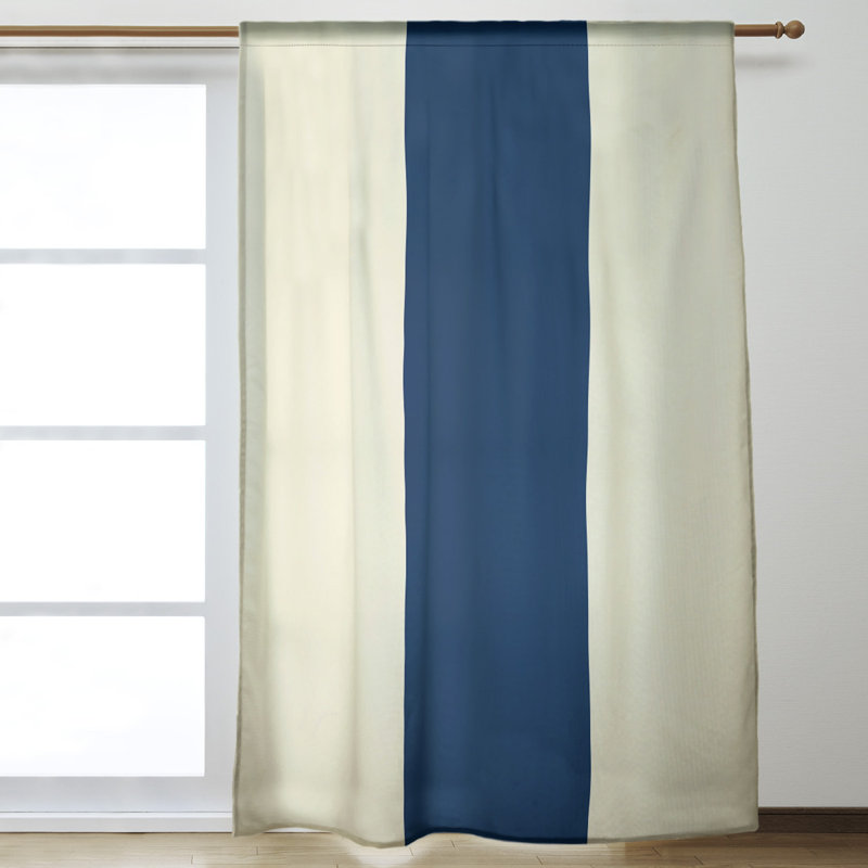 Room Darkening Curtain Single Panel, Seattle Baseball Cream/Navy Blue/Cream