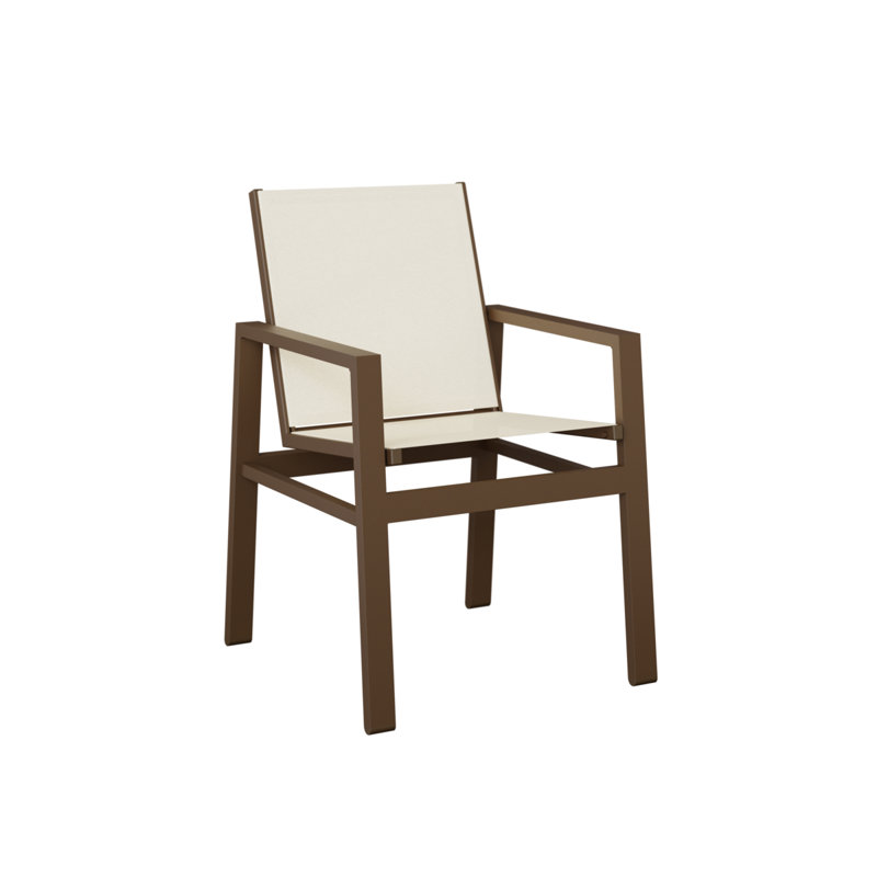 Chaise d'extérieur en aluminium avec tissu Sling Vida, Veine d'aluminium et de bois mesquite, Blanc
