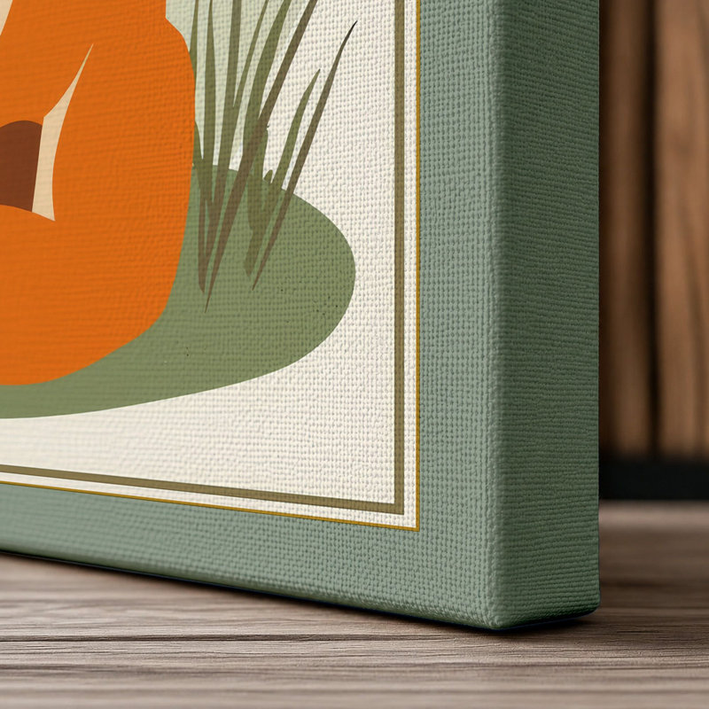 Fox and Botanicals Modern - Wrapped Canvas, 18x12 - 45.7 x 30.5 cm, Sage Border