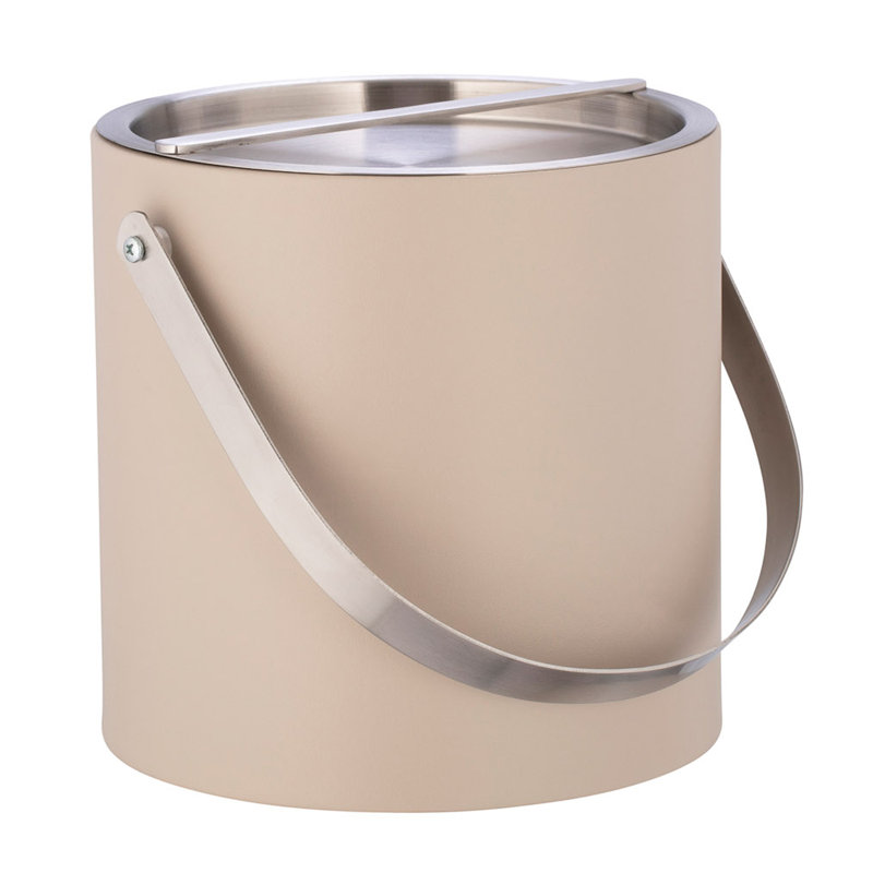 Seau à glace en similicuir Senetta, Taupe / chrome brossé