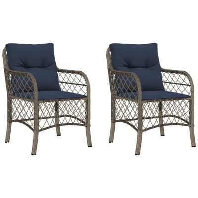 Vidaxl Patio Chairs With Cushions 2 Pcs Gray Poly Rattan by VidaXL