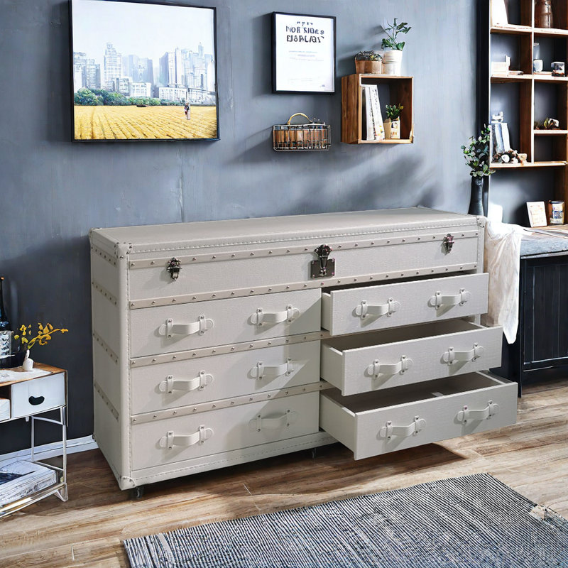 Buffet blanc avec tiroirs à motif crocodile blanc 62,99