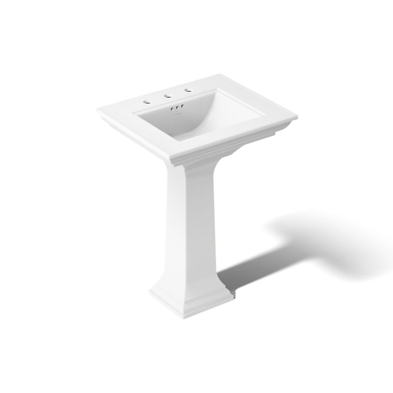 Memoirs Stately Pedestal Bathroom Sink with Faucet Holes, White, 8" Centers, 34.75" H x 20.5" W x 24.5" L