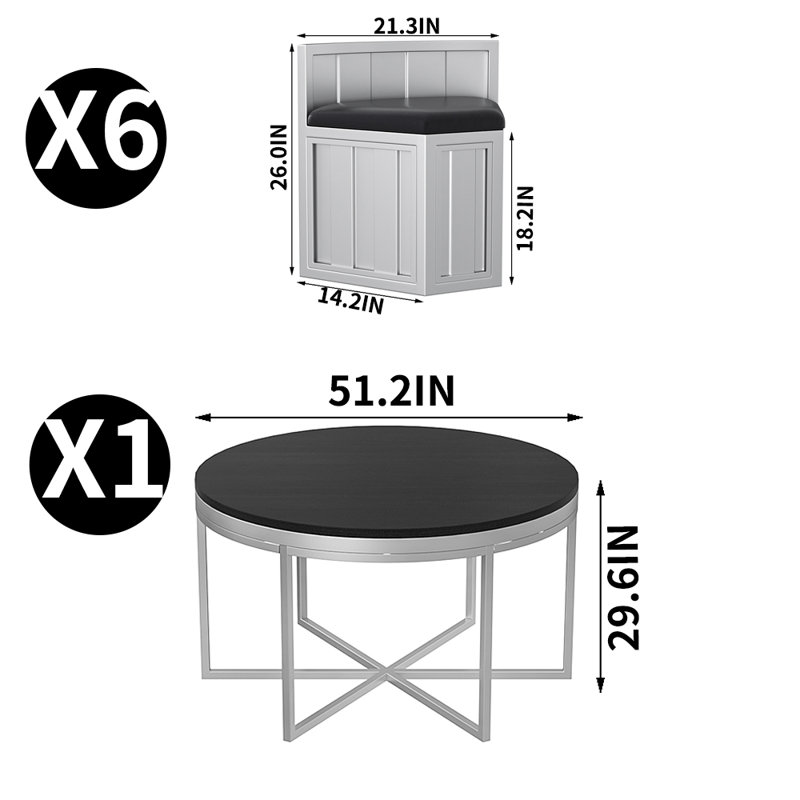 Ensemble de salle à manger et table ronde Creative Creative, H 29,6 po x L 51,2 po x l 51,2 po