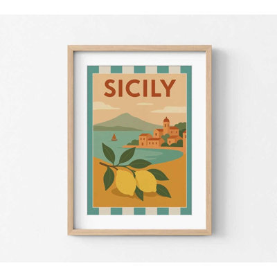 Coastal Village, reproduction d'art: aquarelle de citrons de Sicile