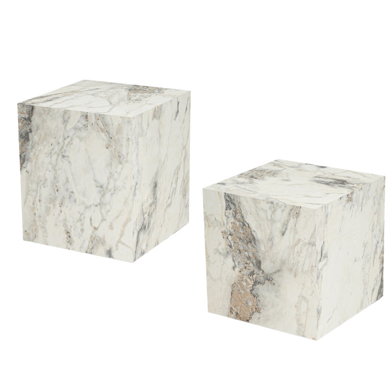 2 Pieces Cube End Table Set