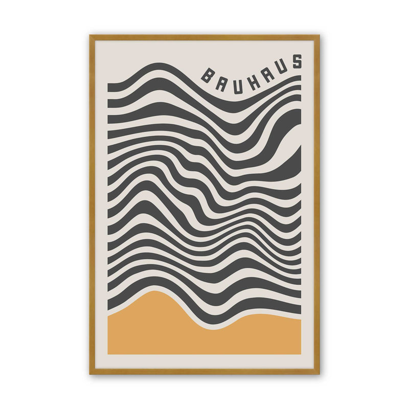 Bauhaus Wavy Lines And Yellow By Cocoon Design Canvas Art Print, Gold, 16" H x 12" W