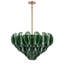 Suspension Château de 79 cm (31 pouces) en laiton satiné et verre vert