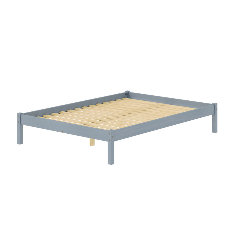 Moneeb Solid Wood Open-Frame Bed, Gray, Queen