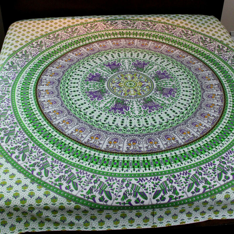 Nappe en coton à motif floral Safari, H 86 po x l 96 po, Vert