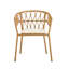 Ensemble repas extérieur de 5 personnes, table de salle à manger simple en bambou, plateau rond en bois de 110 cm, base en raton de bambou, 4 chaises de salle à manger avec coussin, empilable