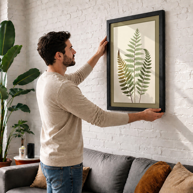 Study in Ferns Botanical - Framed Print, Walnut, A3 - 42.0 x 29.7 cm