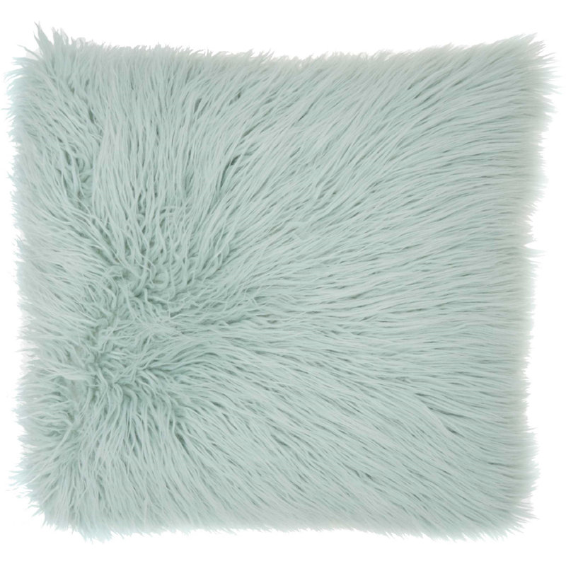  Faux Fur Throw Pillow, Sky Blue