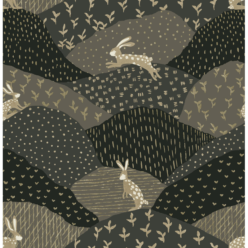 Peter Black Rabbit Fields Wallpaper, Black