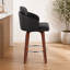 Ensemble de tabourets de bar contemporains en noyer avec repose-pieds en similicuir et chromé-1087436376-1087436383