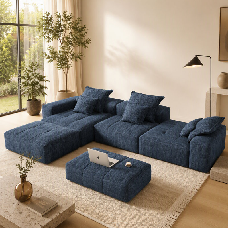 Canapé modulaire surdimensionné moderne avec coussins moelleux et combinaison de bricolage, idéal pour les réunions de famille et pour se détendre dans les espaces résidentiels