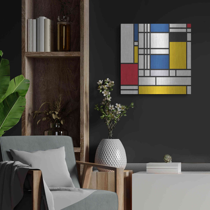 "Mondrian NFT2" par Luxe Metal Portfolio, H 24 po x l 24 po