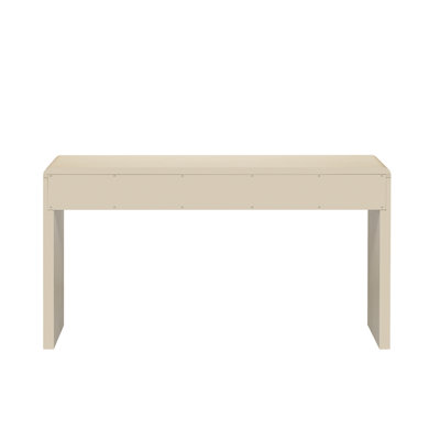 Apricot Fluted Drawer Entryway Console, Solid Wood Veneer On , For Displaying Decor, 220 Lbs Tabletop Support, 25 Support Rustic Style Console With 3 Drawers, Structure And Veneer, Smooth