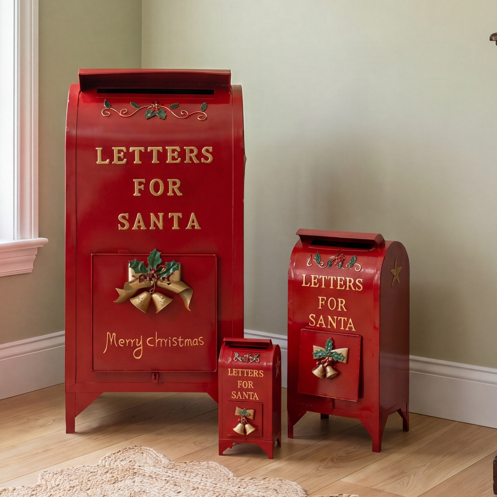 3-Piece Christmas Mailbox Holiday Accent Set