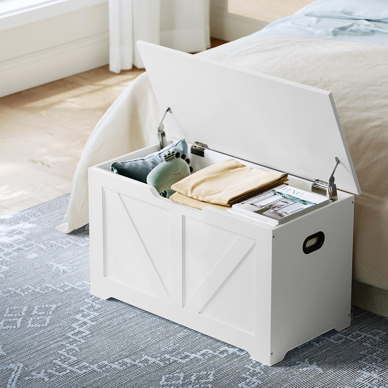 Storage Trunk With 2 Safety Hinges, White