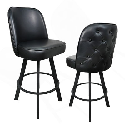 Paquet de 2 tabourets de bar rembourrés capitonnés de qualité commerciale de qualité commerciale avec structure en métal pour un siège exceptionnellement confortable pour les restaurants, les cafés, les bars à domicile et les îlots de cuisine (assemblage requis)