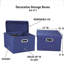 Boîtes de rangement pliables et empilables avec couvercles Poignées durables à œillets Tissu non tissé en PP et revêtement en carton renforcé bleu marine-1644543546