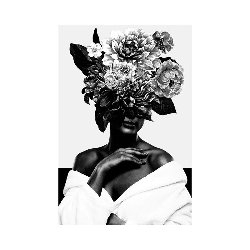 Woman With Flower II In Black And White by Danilo De Alexandria - Wrapped Canvas Gallery-Wrapped Canvas Giclée